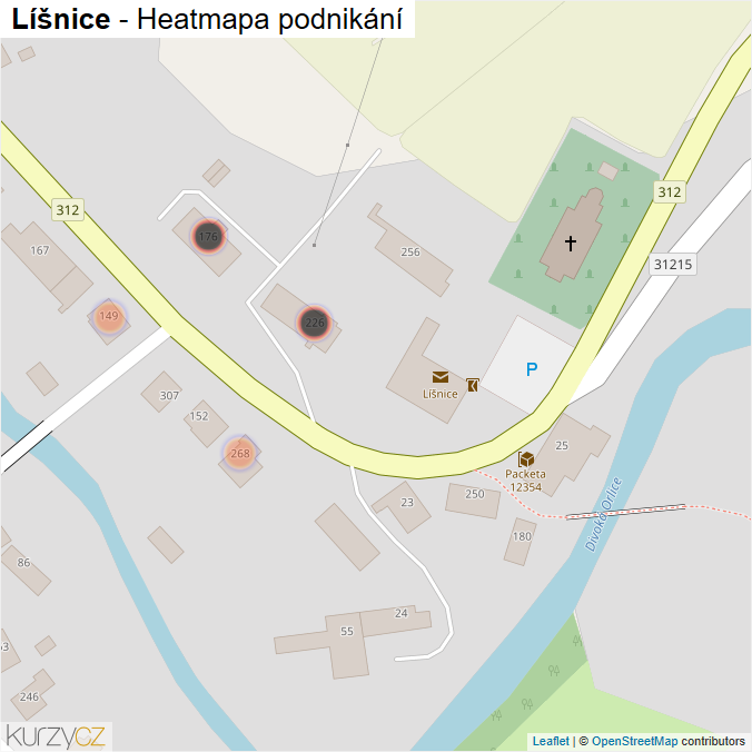 Mapa Líšnice - Firmy v obci.