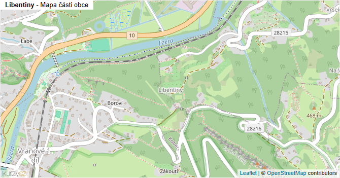 Libentiny - mapa části obce