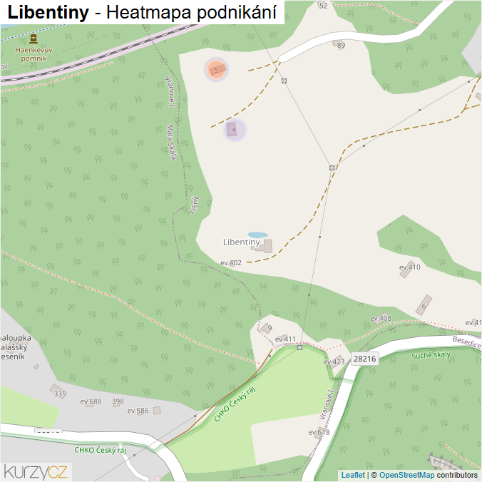 Mapa Libentiny - Firmy v části obce.