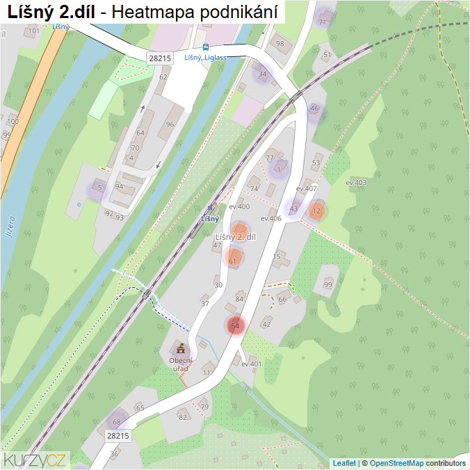 Mapa Líšný 2.díl - Firmy v části obce.
