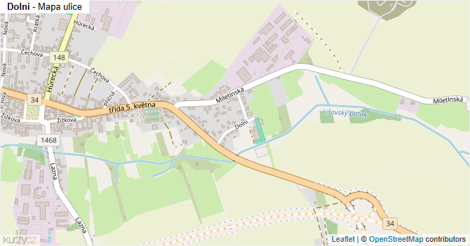 Dolní - mapa ulice