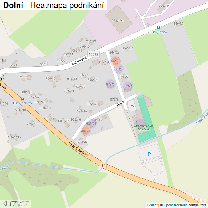 Mapa Dolní - Firmy v ulici.