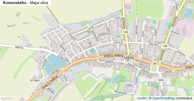 Komenského - mapa ulice
