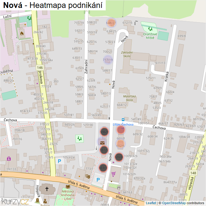 Mapa Nová - Firmy v ulici.