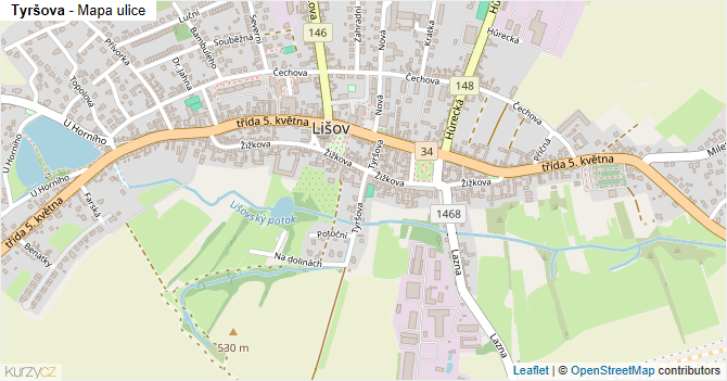 Tyršova - mapa ulice