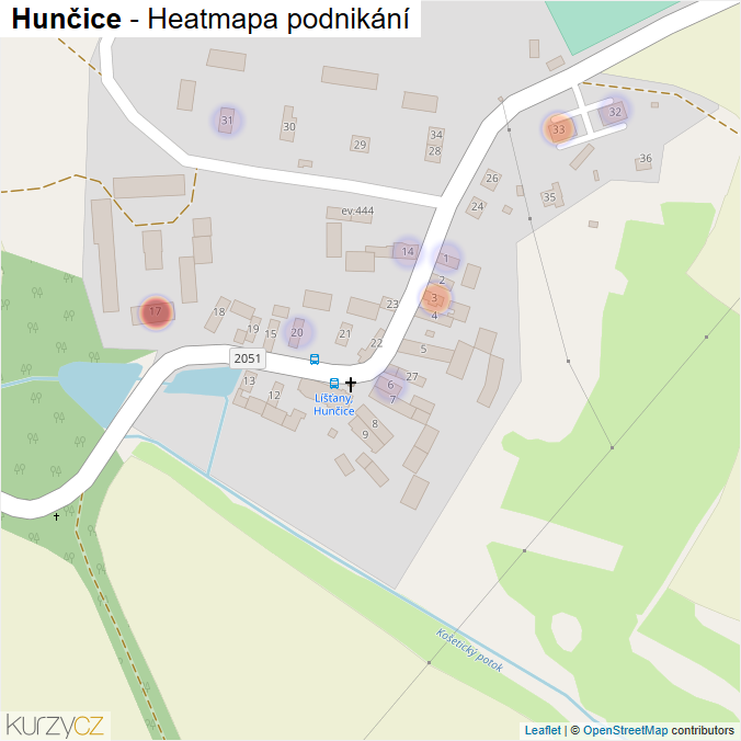 Mapa Hunčice - Firmy v části obce.