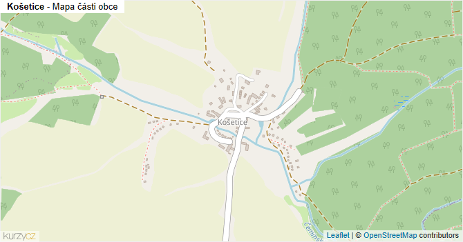 Košetice - mapa části obce