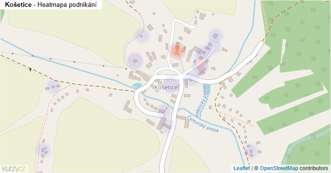 Košetice - mapa podnikání
