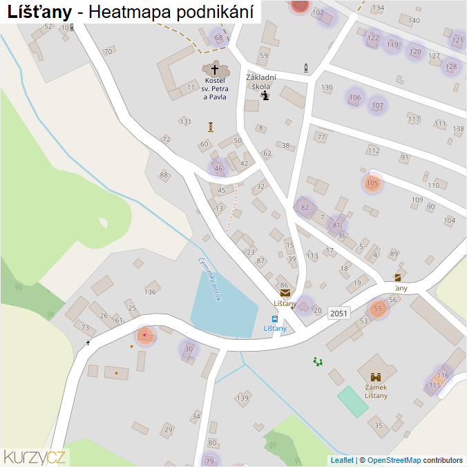 Mapa Líšťany - Firmy v části obce.