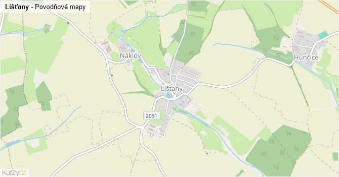 Líšťany - záplavové mapy stoleté vody