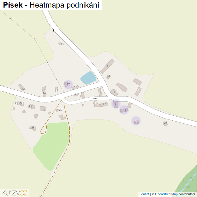 Mapa Písek - Firmy v části obce.