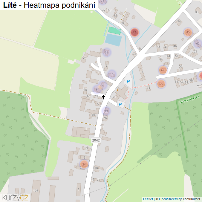 Mapa Líté - Firmy v části obce.