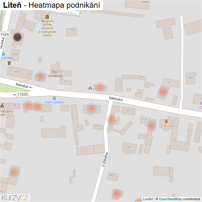 Mapa Liteň - Firmy v obci.