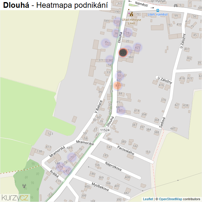 Mapa Dlouhá - Firmy v ulici.