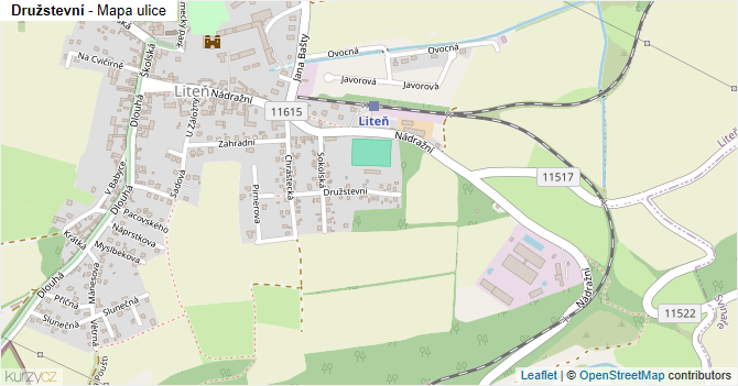 Družstevní - mapa ulice