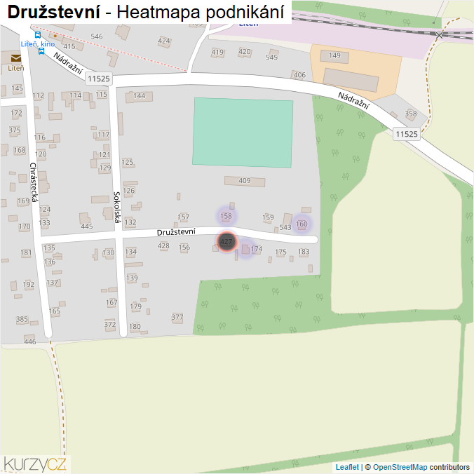 Mapa Družstevní - Firmy v ulici.