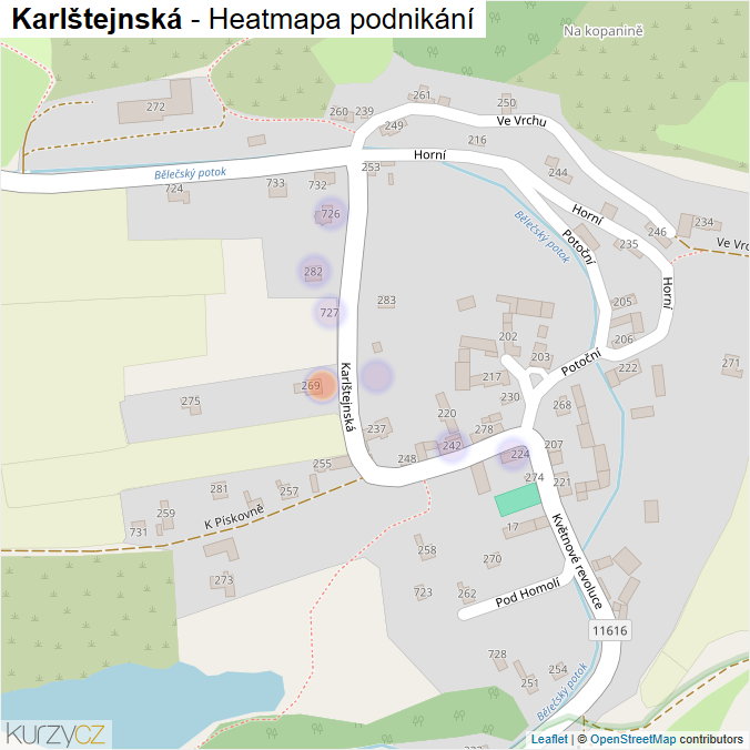 Mapa Karlštejnská - Firmy v ulici.