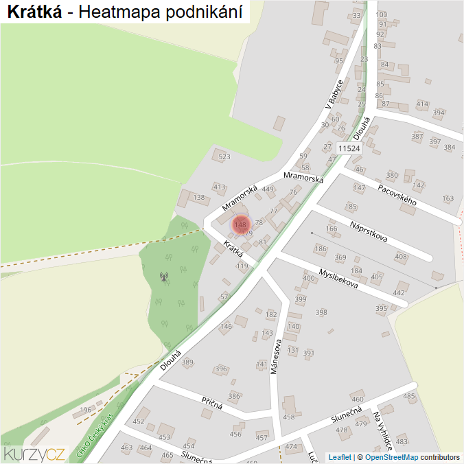 Mapa Krátká - Firmy v ulici.