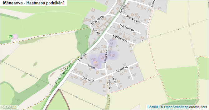 Mánesova - mapa podnikání