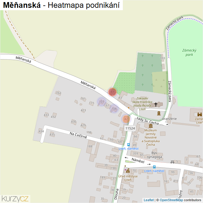 Mapa Měňanská - Firmy v ulici.