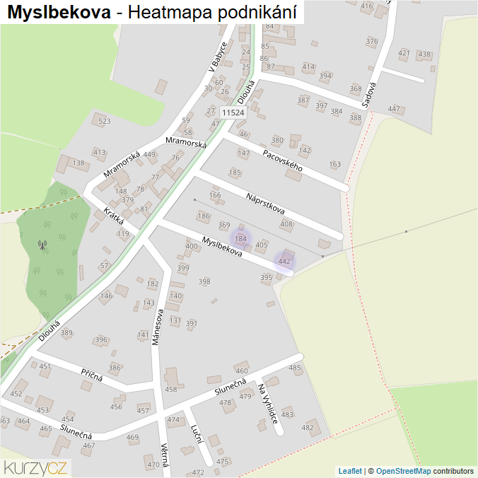 Mapa Myslbekova - Firmy v ulici.