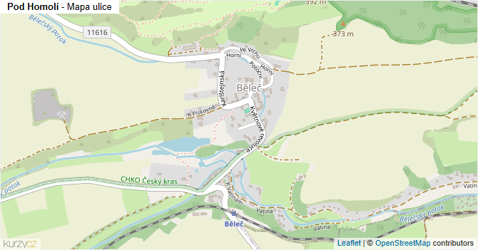 Pod Homolí - mapa ulice