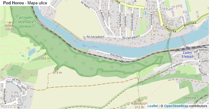 Pod Horou - mapa ulice