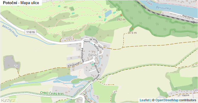 Potoční - mapa ulice