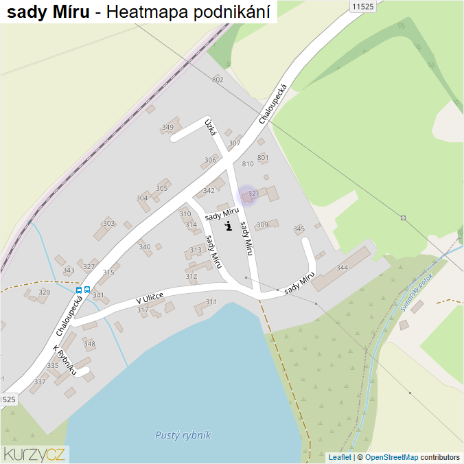 Mapa sady Míru - Firmy v ulici.