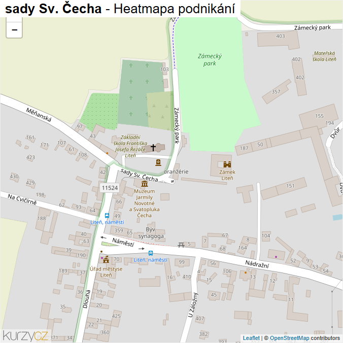 Mapa sady Sv. Čecha - Firmy v ulici.