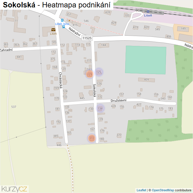 Mapa Sokolská - Firmy v ulici.