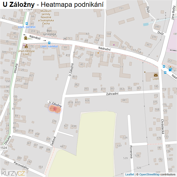 Mapa U Záložny - Firmy v ulici.