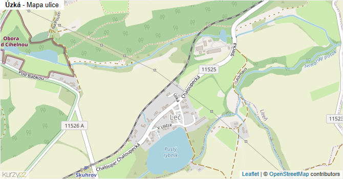 Úzká - mapa ulice