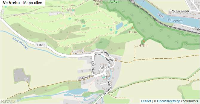 Ve Vrchu - mapa ulice
