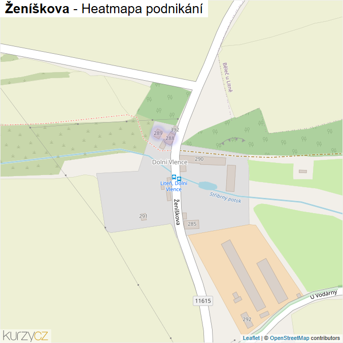 Mapa Ženíškova - Firmy v ulici.