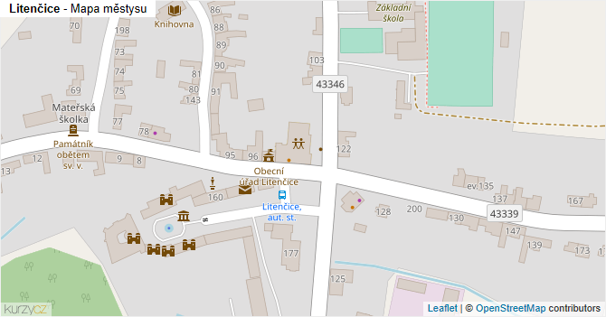 Litenčice - mapa městysu