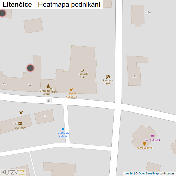 Mapa Litenčice - Firmy v obci.