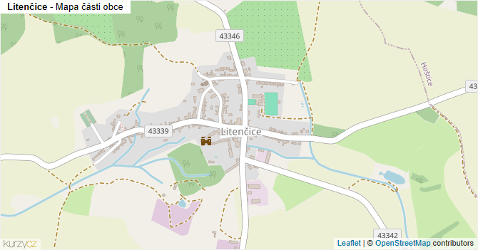 Litenčice - mapa části obce
