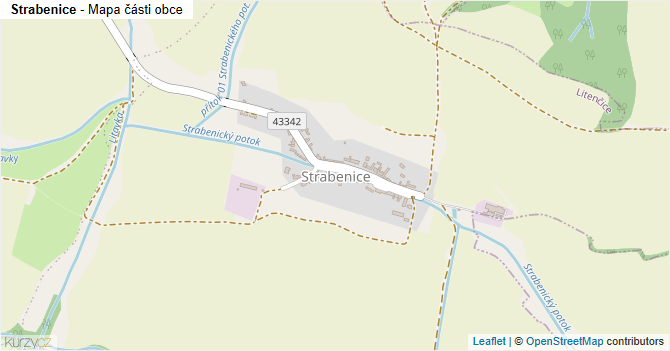 Strabenice - mapa části obce