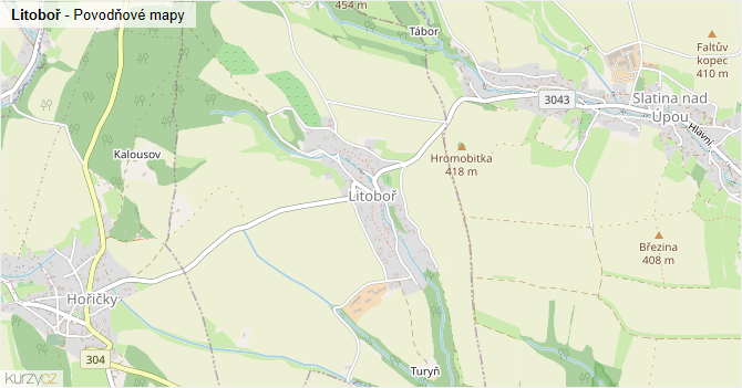 Litoboř - záplavové mapy stoleté vody