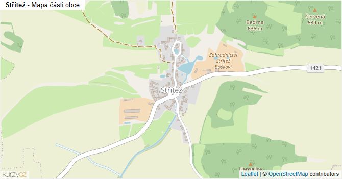 Střítež - mapa části obce