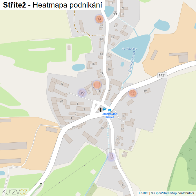 Mapa Střítež - Firmy v části obce.