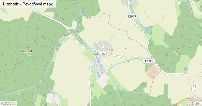 Litohošť - záplavové mapy stoleté vody