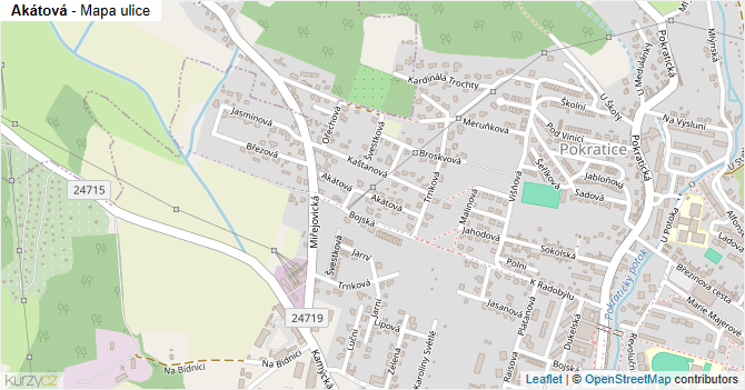 Akátová - mapa ulice