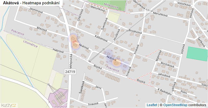 Akátová - mapa podnikání