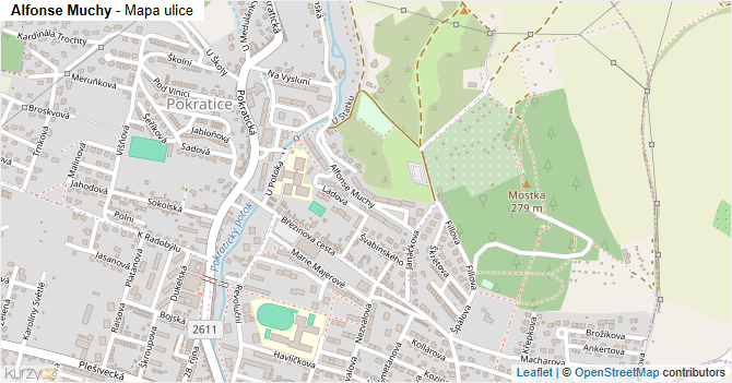 Alfonse Muchy - mapa ulice