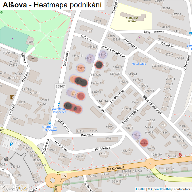 Mapa Alšova - Firmy v ulici.