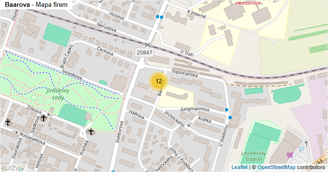 Baarova - mapa firem