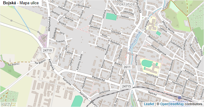 Bojská - mapa ulice