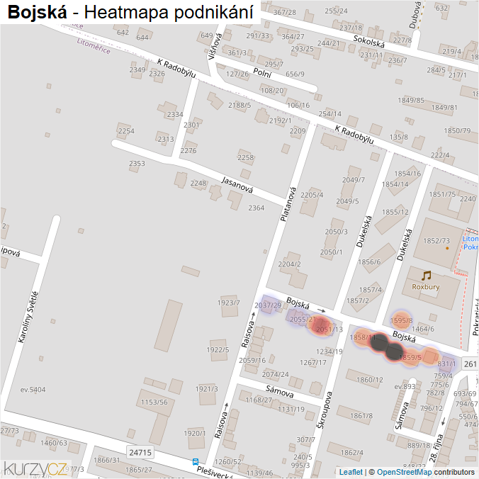 Mapa Bojská - Firmy v ulici.